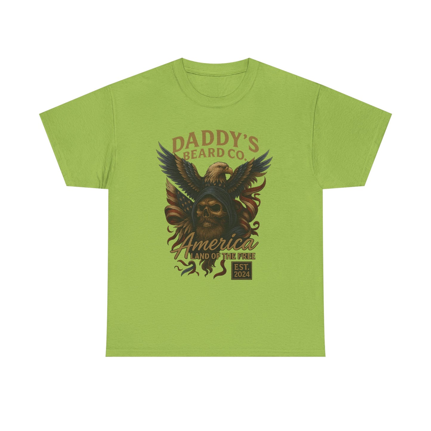 Americana Skull Graphic Tee, Artistic T-Shirt, Unisex Shirt, Unique Gift, Casual Wear, Beard Lover Apparel
