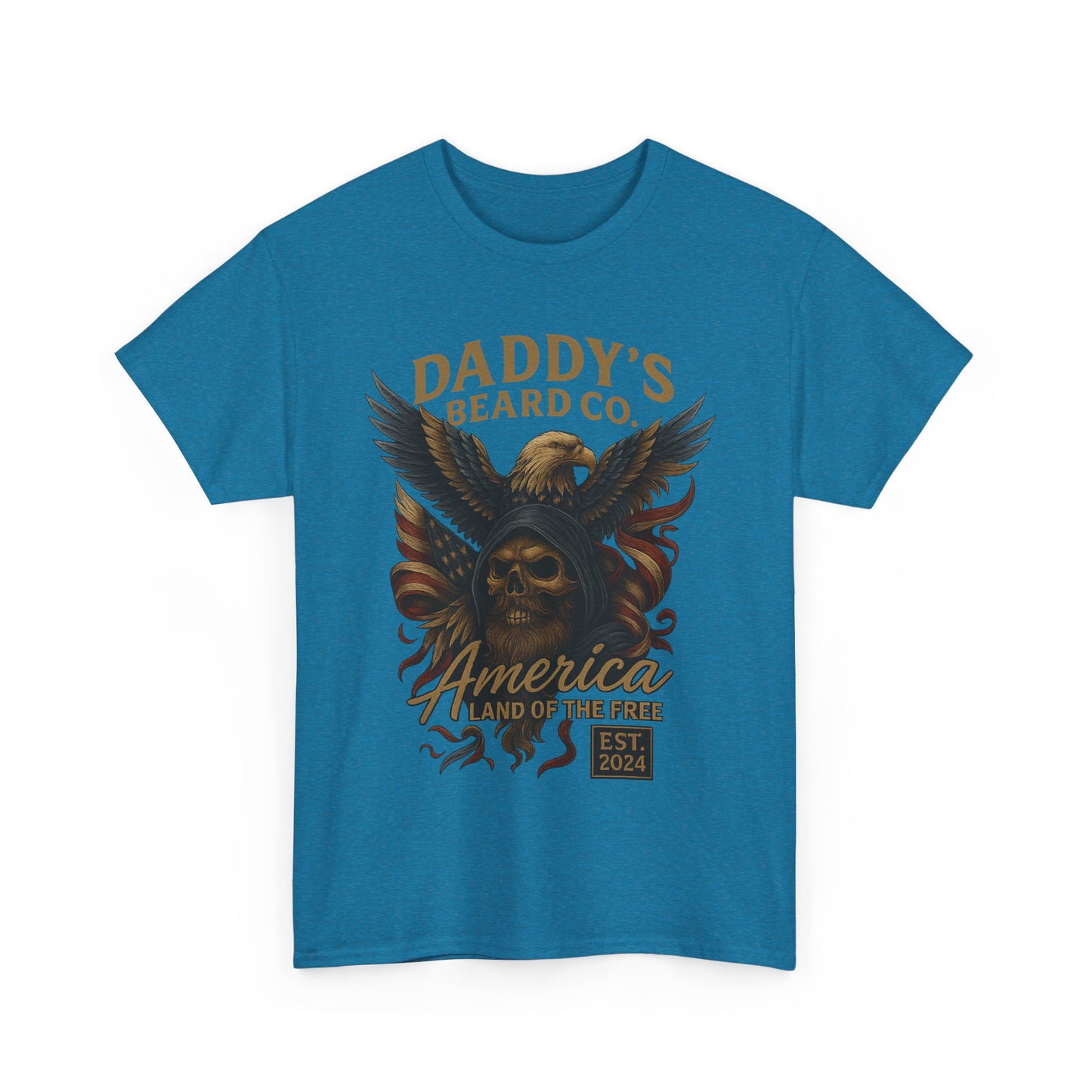 Americana Skull Graphic Tee, Artistic T-Shirt, Unisex Shirt, Unique Gift, Casual Wear, Beard Lover Apparel