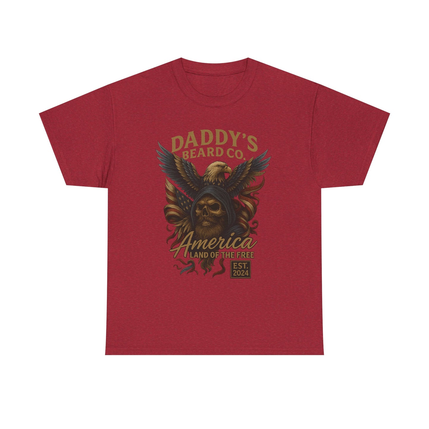 Americana Skull Graphic Tee, Artistic T-Shirt, Unisex Shirt, Unique Gift, Casual Wear, Beard Lover Apparel