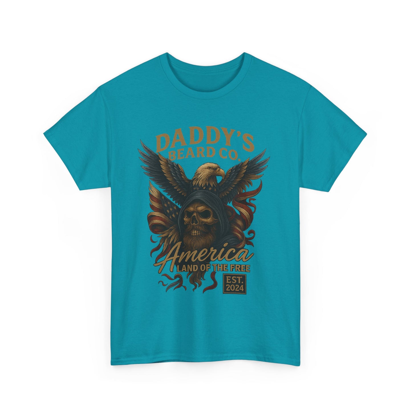 Americana Skull Graphic Tee, Artistic T-Shirt, Unisex Shirt, Unique Gift, Casual Wear, Beard Lover Apparel