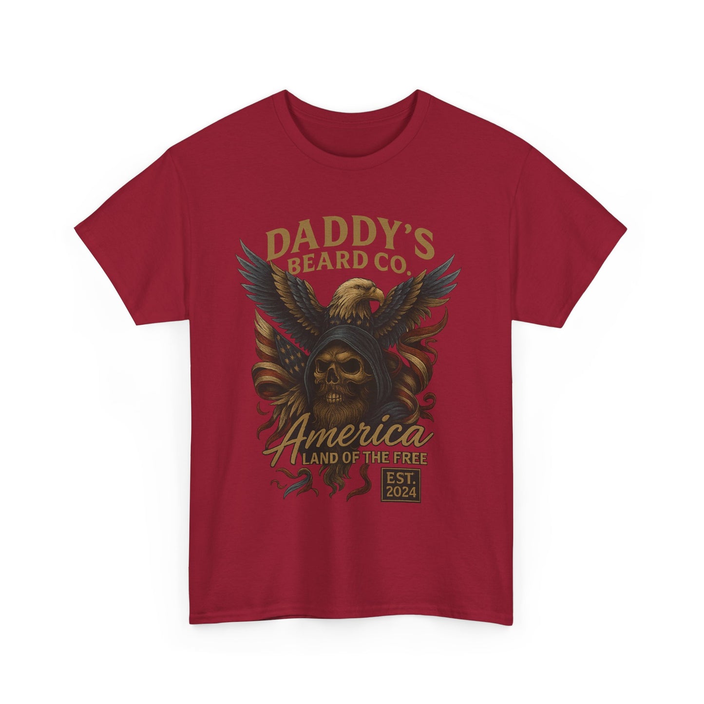 Americana Skull Graphic Tee, Artistic T-Shirt, Unisex Shirt, Unique Gift, Casual Wear, Beard Lover Apparel