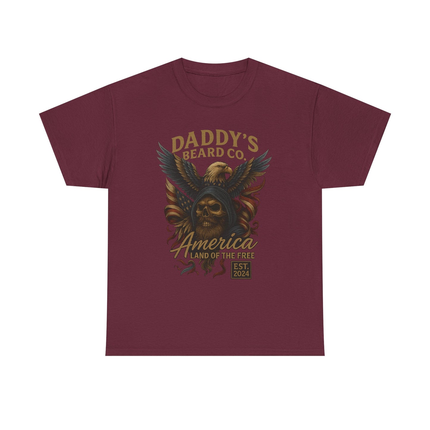 Americana Skull Graphic Tee, Artistic T-Shirt, Unisex Shirt, Unique Gift, Casual Wear, Beard Lover Apparel