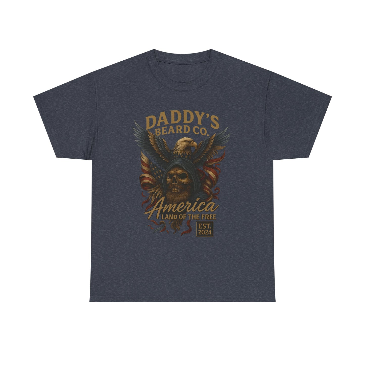Americana Skull Graphic Tee, Artistic T-Shirt, Unisex Shirt, Unique Gift, Casual Wear, Beard Lover Apparel
