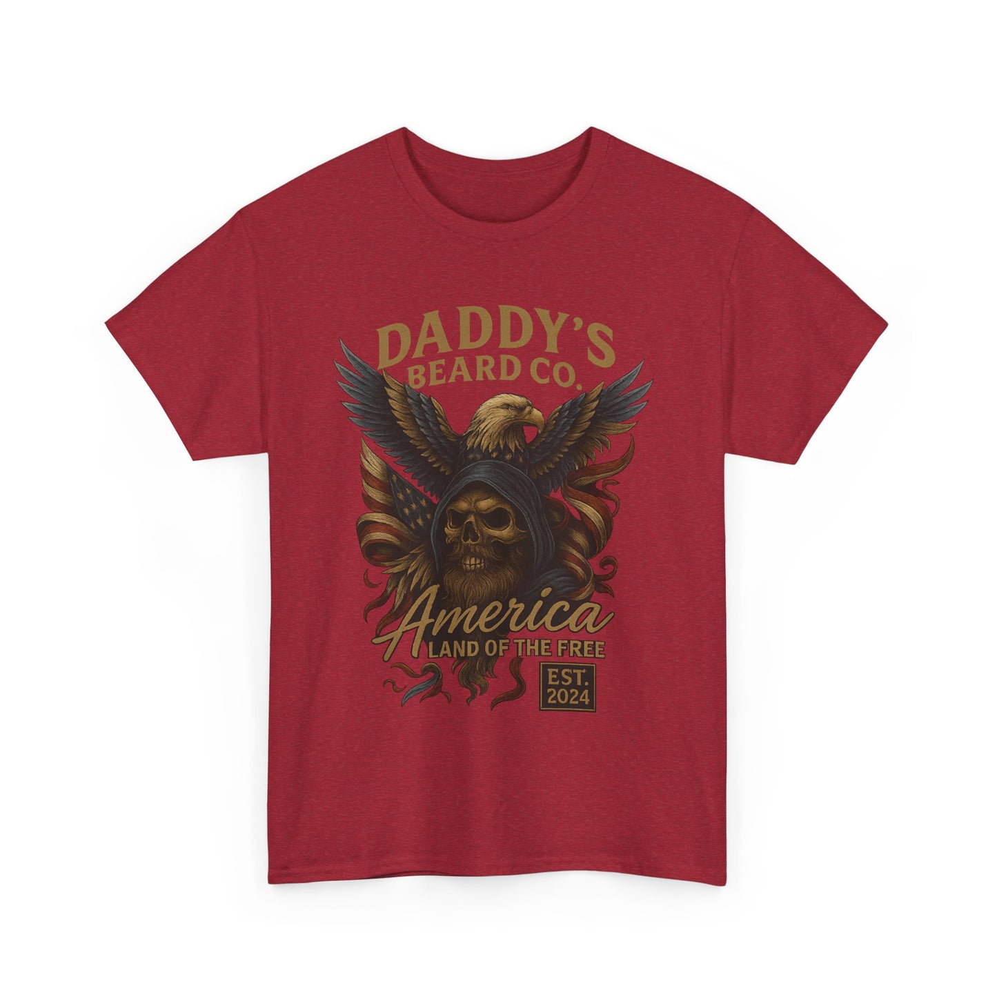 Americana Skull Graphic Tee, Artistic T-Shirt, Unisex Shirt, Unique Gift, Casual Wear, Beard Lover Apparel