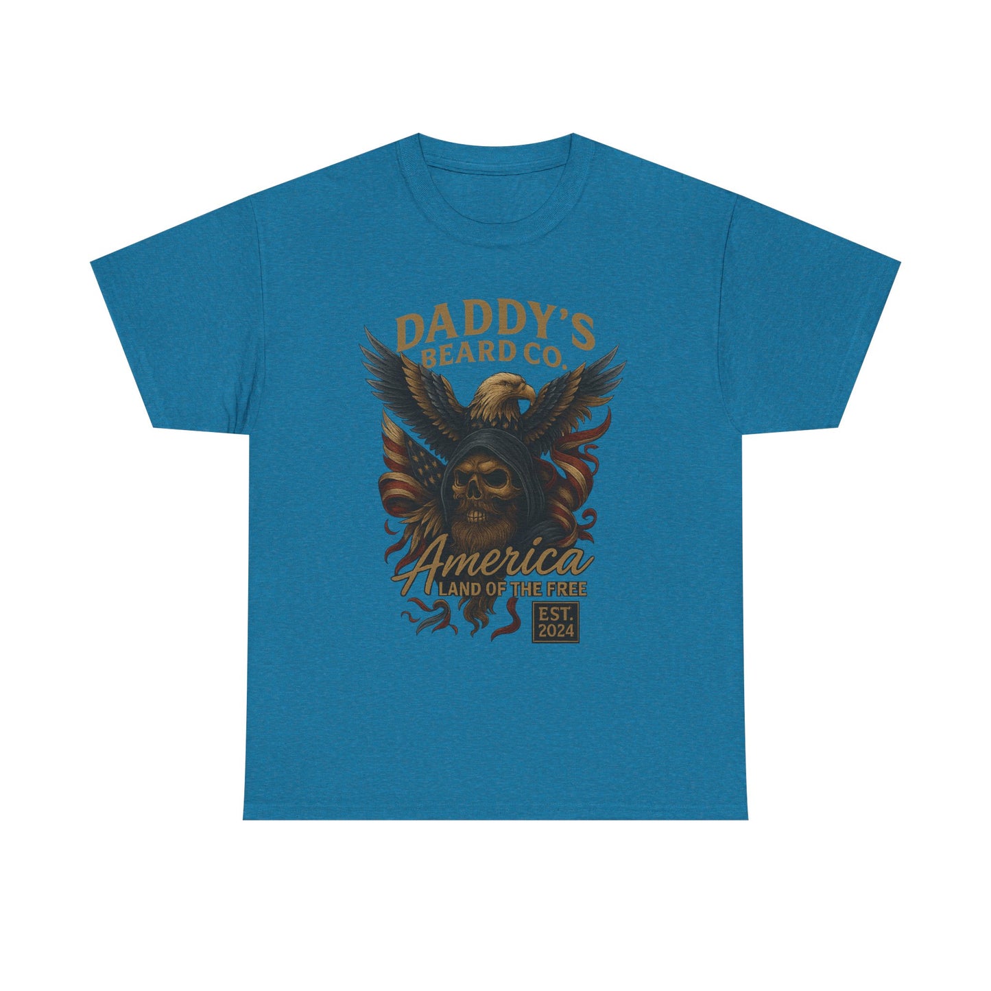 Americana Skull Graphic Tee, Artistic T-Shirt, Unisex Shirt, Unique Gift, Casual Wear, Beard Lover Apparel