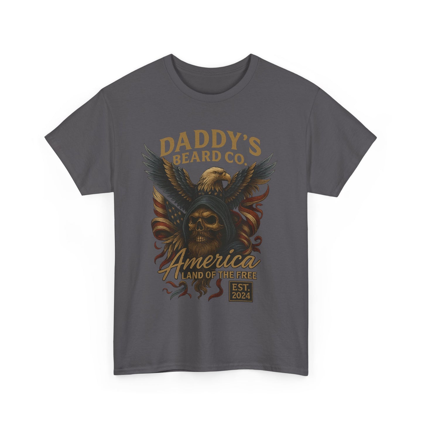 Americana Skull Graphic Tee, Artistic T-Shirt, Unisex Shirt, Unique Gift, Casual Wear, Beard Lover Apparel