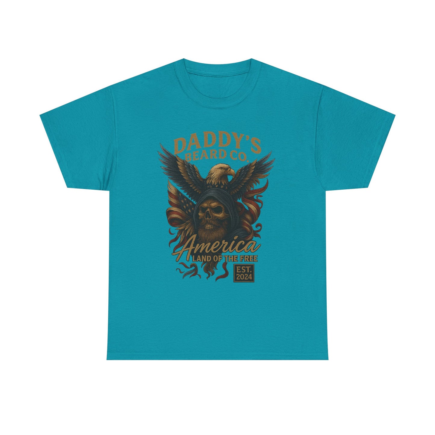 Americana Skull Graphic Tee, Artistic T-Shirt, Unisex Shirt, Unique Gift, Casual Wear, Beard Lover Apparel