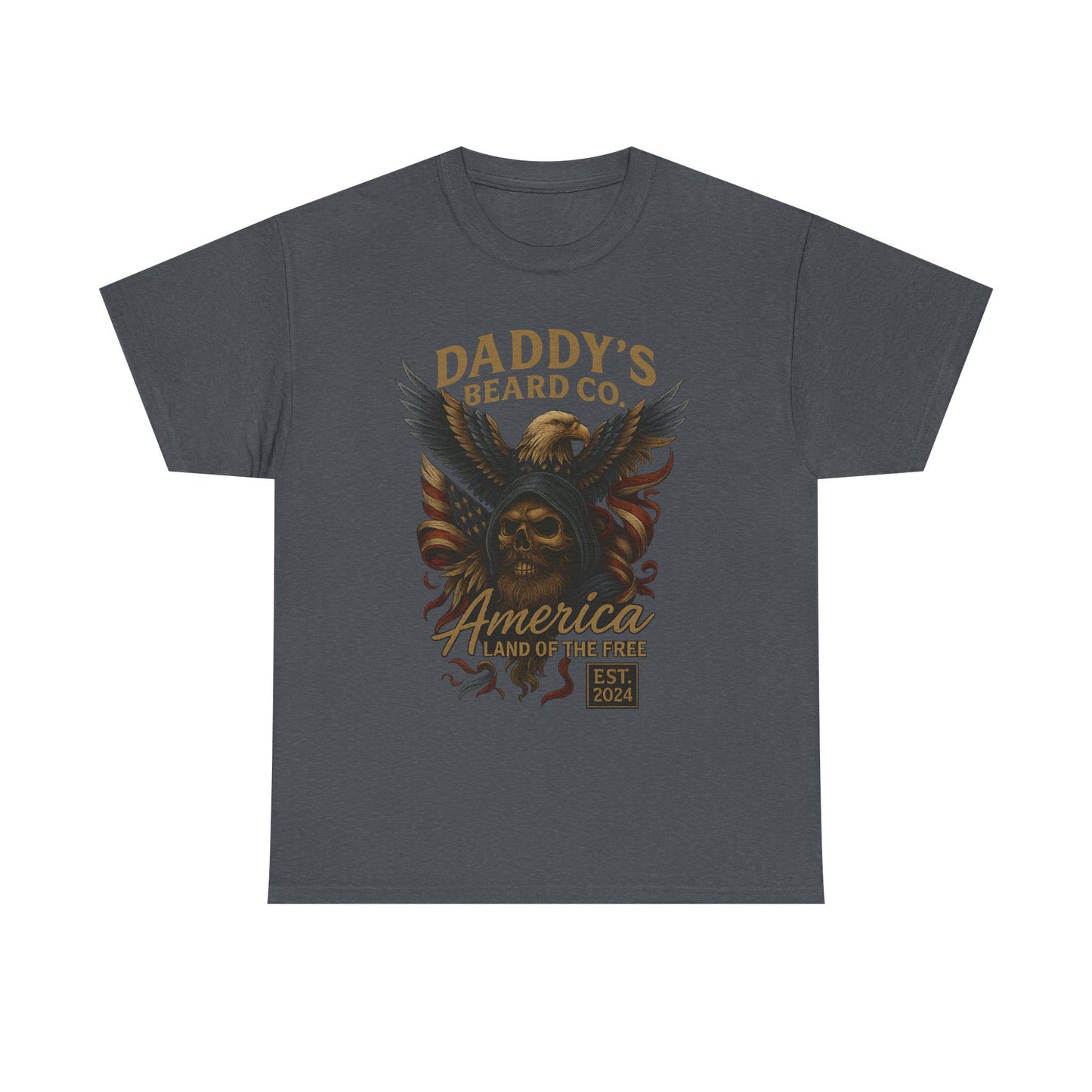 Americana Skull Graphic Tee, Artistic T-Shirt, Unisex Shirt, Unique Gift, Casual Wear, Beard Lover Apparel