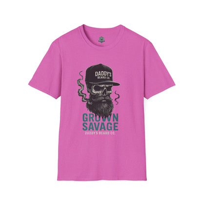 Grown Savage Skull T-Shirt | Unisex Graphic Tee, Gift for Him, Casual Wear, Bearded Dad Shirt, Trendy Streetwear