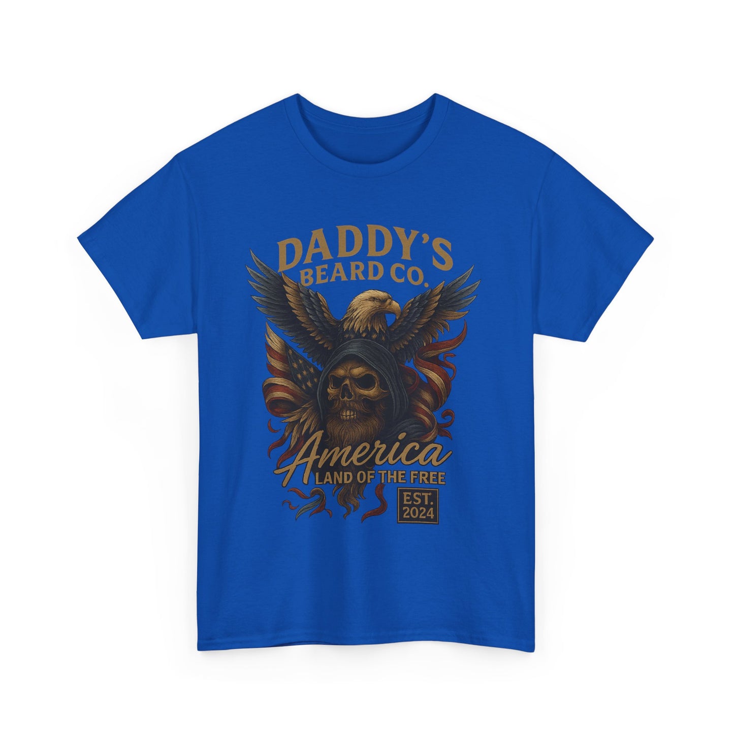Americana Skull Graphic Tee, Artistic T-Shirt, Unisex Shirt, Unique Gift, Casual Wear, Beard Lover Apparel