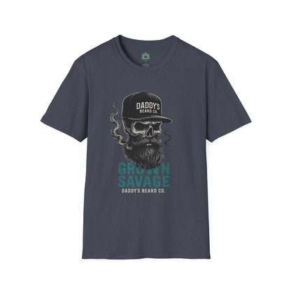 Grown Savage Skull T-Shirt | Unisex Graphic Tee, Gift for Him, Casual Wear, Bearded Dad Shirt, Trendy Streetwear
