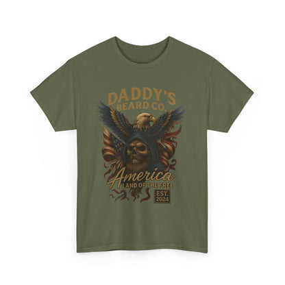 Americana Skull Graphic Tee, Artistic T-Shirt, Unisex Shirt, Unique Gift, Casual Wear, Beard Lover Apparel
