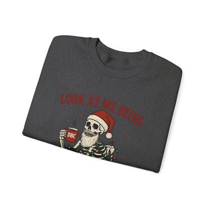 "Look at Me Being All Festive & Sht" Skeleton Christmas Sweatshirt