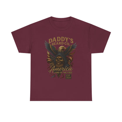 Americana Skull Graphic Tee, Artistic T-Shirt, Unisex Shirt, Unique Gift, Casual Wear, Beard Lover Apparel