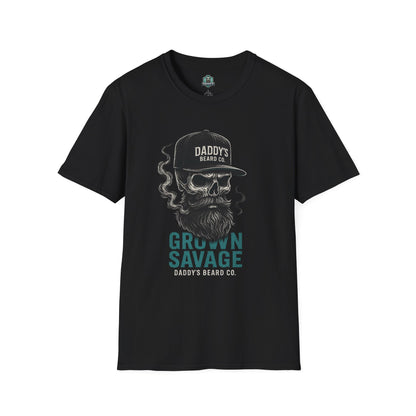 Grown Savage Skull T-Shirt | Unisex Graphic Tee, Gift for Him, Casual Wear, Bearded Dad Shirt, Trendy Streetwear