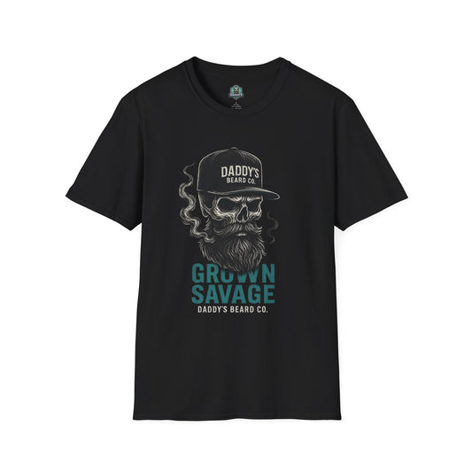 Grown Savage Skull T-Shirt | Unisex Graphic Tee, Gift for Him, Casual Wear, Bearded Dad Shirt, Trendy Streetwear