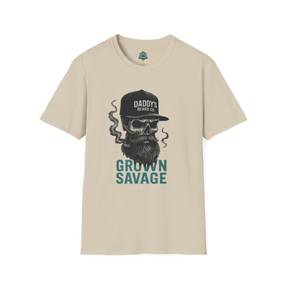 Grown Savage Skull T-Shirt | Unisex Graphic Tee, Gift for Him, Casual Wear, Bearded Dad Shirt, Trendy Streetwear
