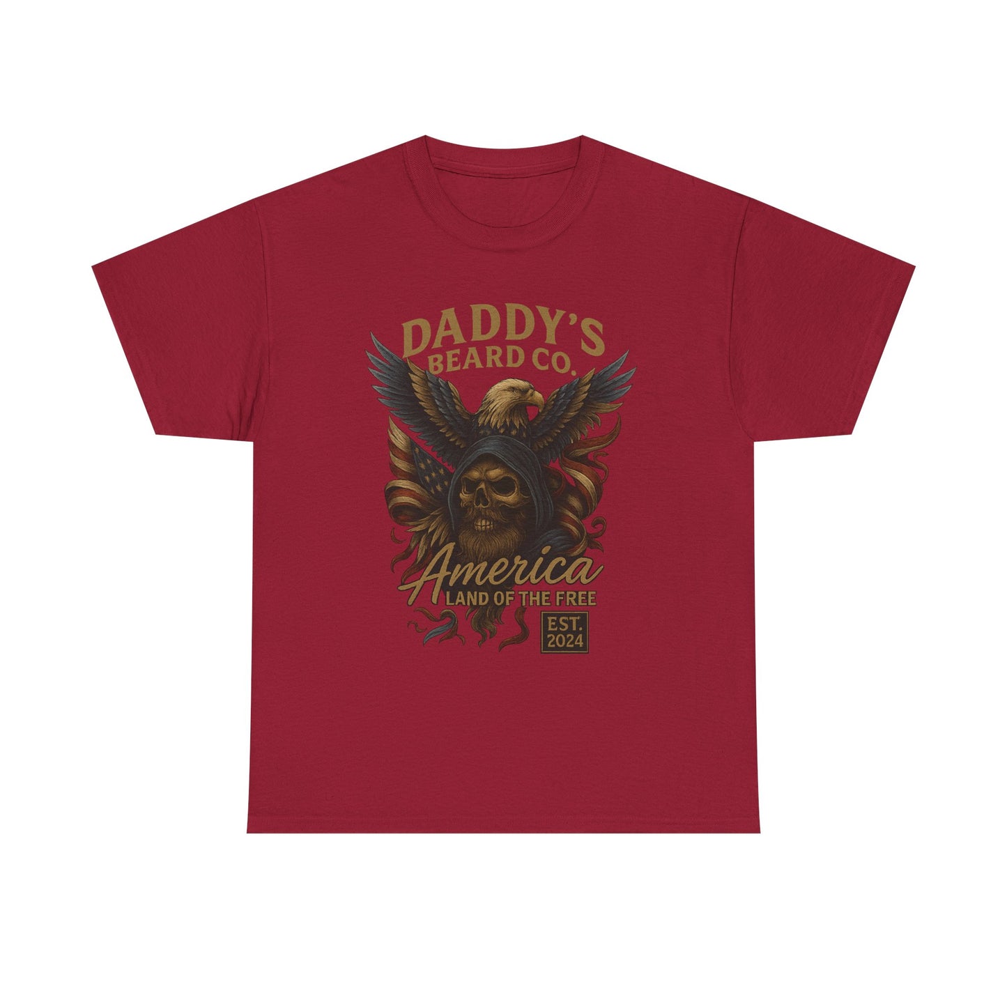 Americana Skull Graphic Tee, Artistic T-Shirt, Unisex Shirt, Unique Gift, Casual Wear, Beard Lover Apparel