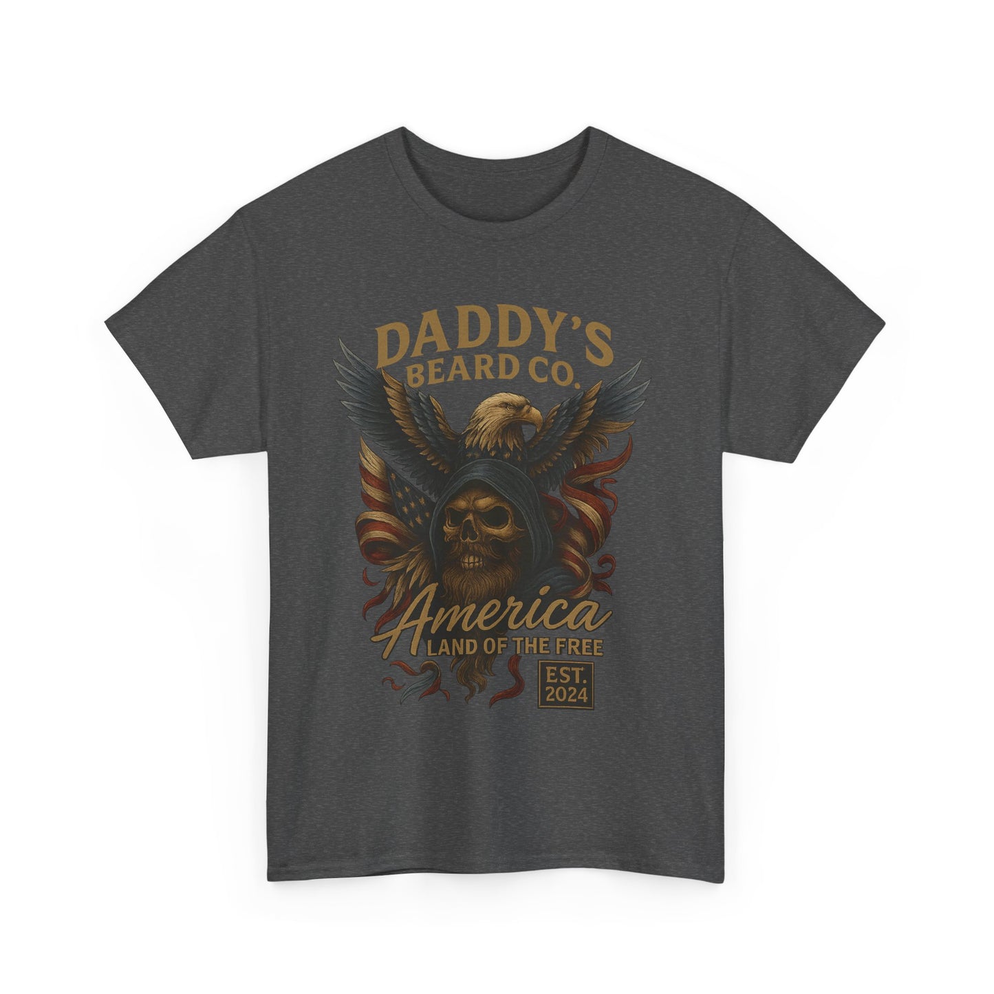 Americana Skull Graphic Tee, Artistic T-Shirt, Unisex Shirt, Unique Gift, Casual Wear, Beard Lover Apparel