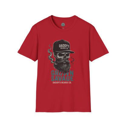 Grown Savage Skull T-Shirt | Unisex Graphic Tee, Gift for Him, Casual Wear, Bearded Dad Shirt, Trendy Streetwear
