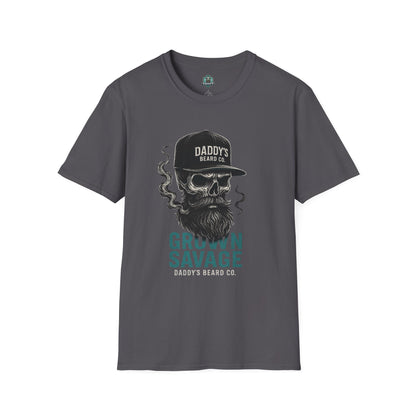 Grown Savage Skull T-Shirt | Unisex Graphic Tee, Gift for Him, Casual Wear, Bearded Dad Shirt, Trendy Streetwear