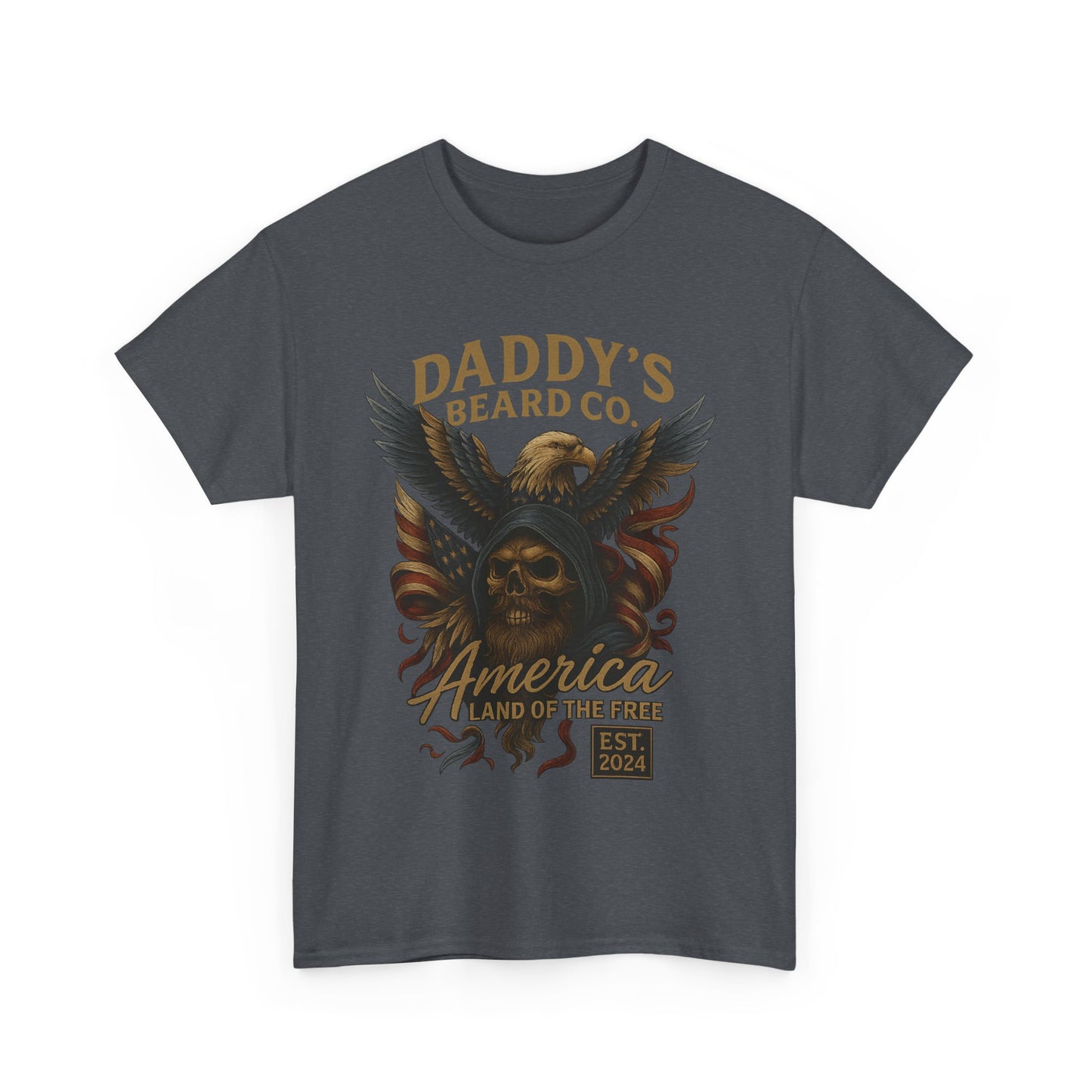 Americana Skull Graphic Tee, Artistic T-Shirt, Unisex Shirt, Unique Gift, Casual Wear, Beard Lover Apparel