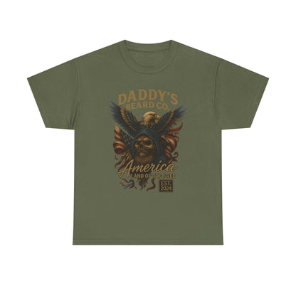 Americana Skull Graphic Tee, Artistic T-Shirt, Unisex Shirt, Unique Gift, Casual Wear, Beard Lover Apparel