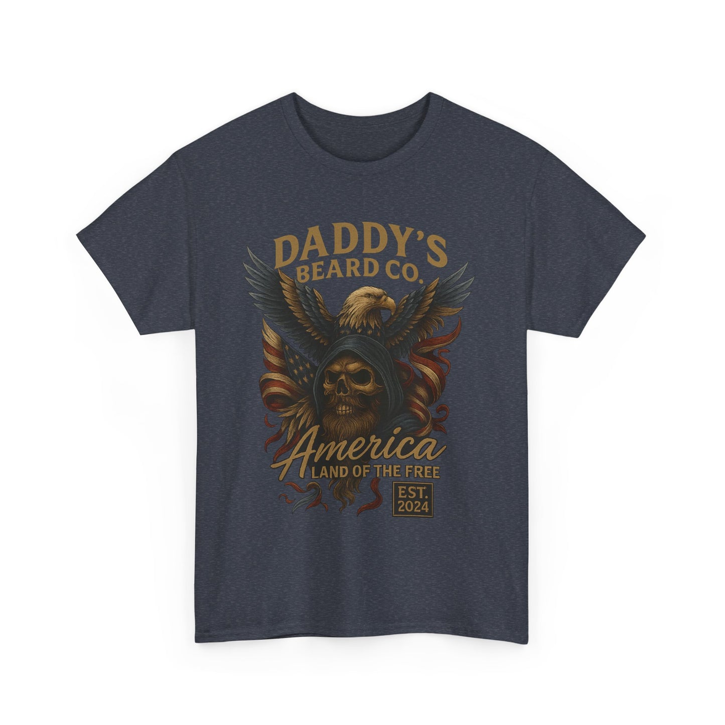 Americana Skull Graphic Tee, Artistic T-Shirt, Unisex Shirt, Unique Gift, Casual Wear, Beard Lover Apparel