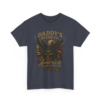 Americana Skull Graphic Tee, Artistic T-Shirt, Unisex Shirt, Unique Gift, Casual Wear, Beard Lover Apparel